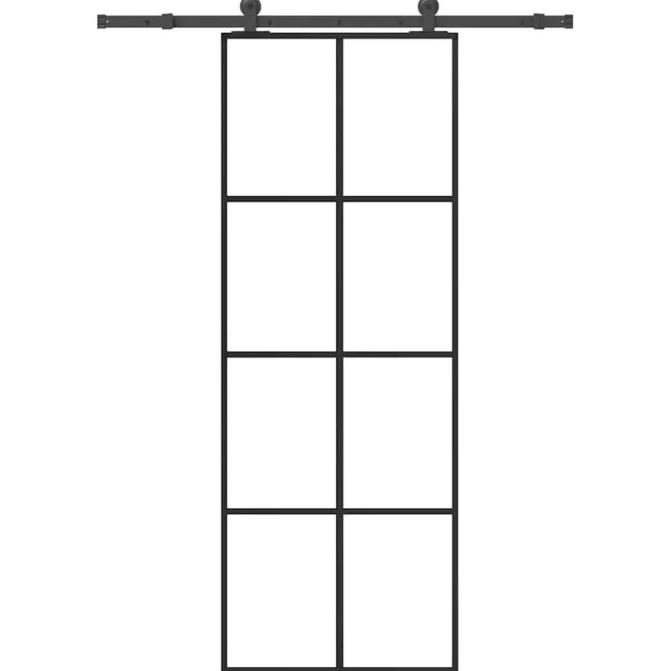 vidaXL Schuifdeur met beslag 76x205 cm ESG-glas en aluminium