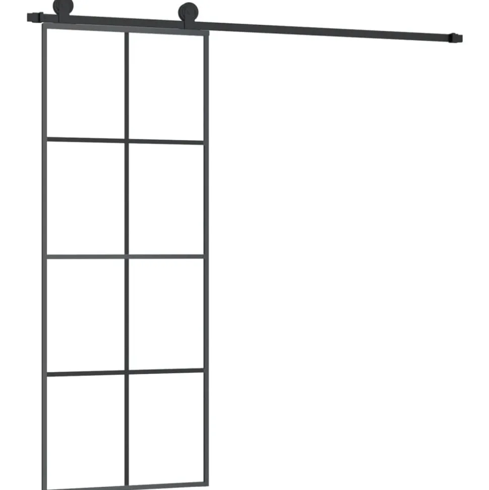 vidaXL Schuifdeur met beslag 76x205 cm ESG-glas en aluminium