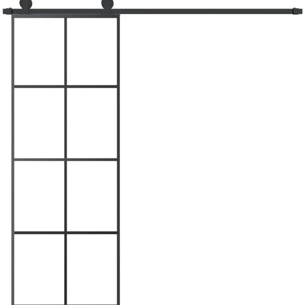 vidaXL Schuifdeur met beslag 76x205 cm ESG-glas en aluminium