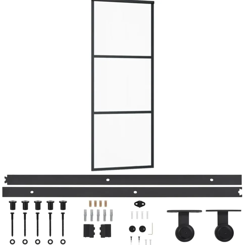 vidaXL Schuifdeur met beslag 76x205 cm aluminium en ESG-glas