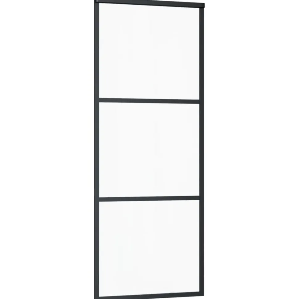 vidaXL Schuifdeur met beslag 76x205 cm aluminium en ESG-glas