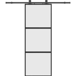 vidaXL Schuifdeur met beslagset 76x205 cm gehard glas zwart
