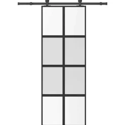 vidaXL Schuifdeur met beslag 76x205 cm gehard glas en aluminium