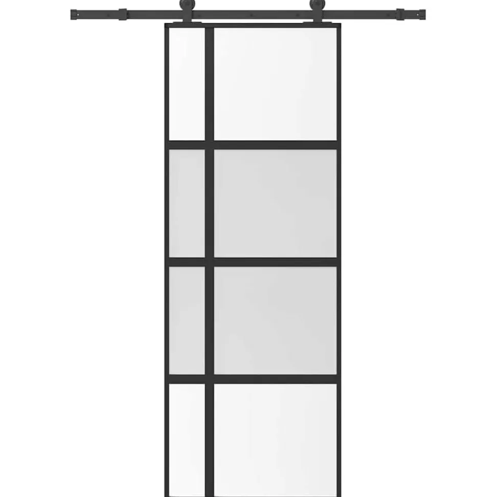 vidaXL Schuifdeur met beslag 76x205 cm gehard glas en aluminium