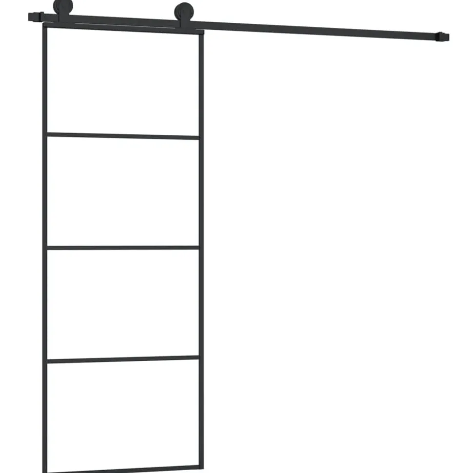 vidaXL Schuifdeur met beslag 76x205 cm ESG-glas en aluminium
