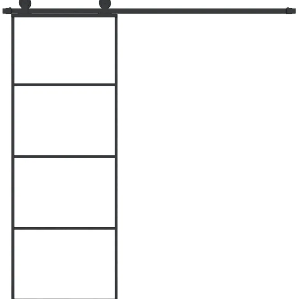 vidaXL Schuifdeur met beslag 76x205 cm ESG-glas en aluminium