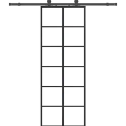 vidaXL Schuifdeur met beslagset 76x205 cm ESG glas zwart