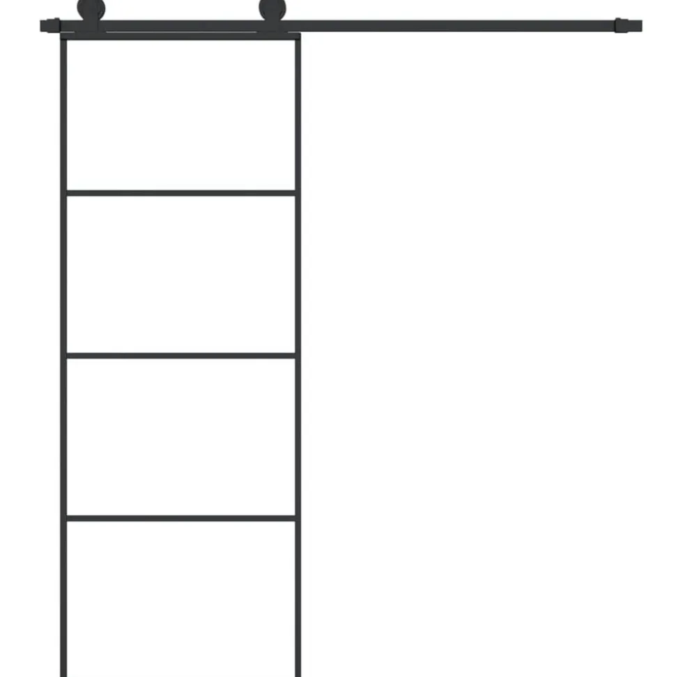 vidaXL Schuifdeur met beslag 76x205 cm ESG-glas en aluminium