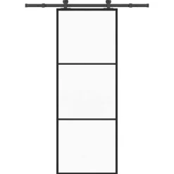vidaXL Schuifdeur met beslag 76x205 cm ESG-glas en aluminium