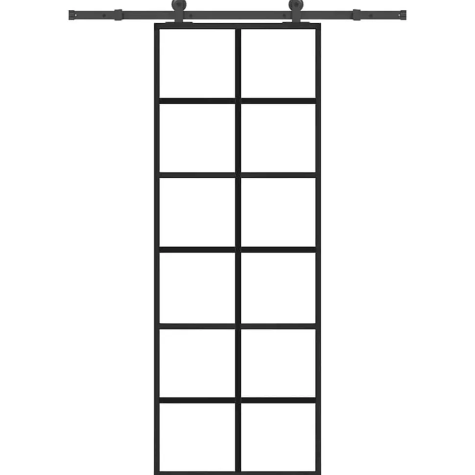 vidaXL Schuifdeur met beslag 76x205 cm ESG-glas en aluminium