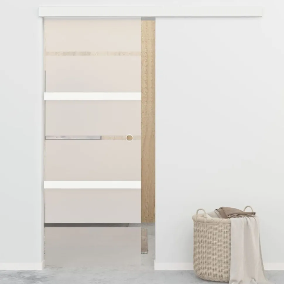 vidaXL Schuifdeur met zachte stops 76x205 cm ESG-glas en aluminium