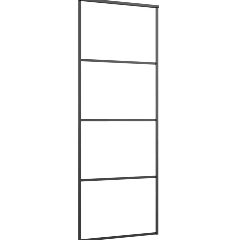 vidaXL Schuifdeur 76x205 cm aluminium en ESG-glas zwart