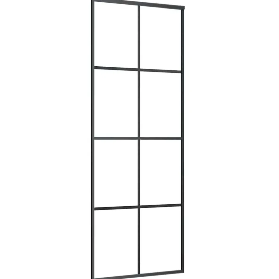 vidaXL Schuifdeur 76x205 cm aluminium en ESG-glas zwart