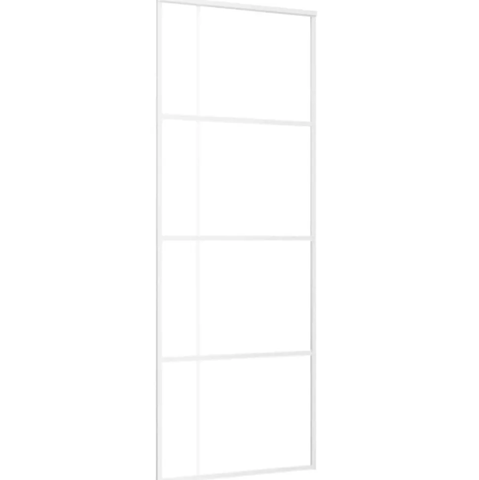 vidaXL Schuifdeur 76x205 cm ESG-glas en aluminium wit