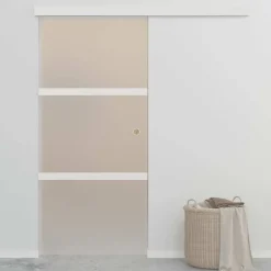 vidaXL Schuifdeur 90x212 cm ESG-glas en aluminium zilverkleurig