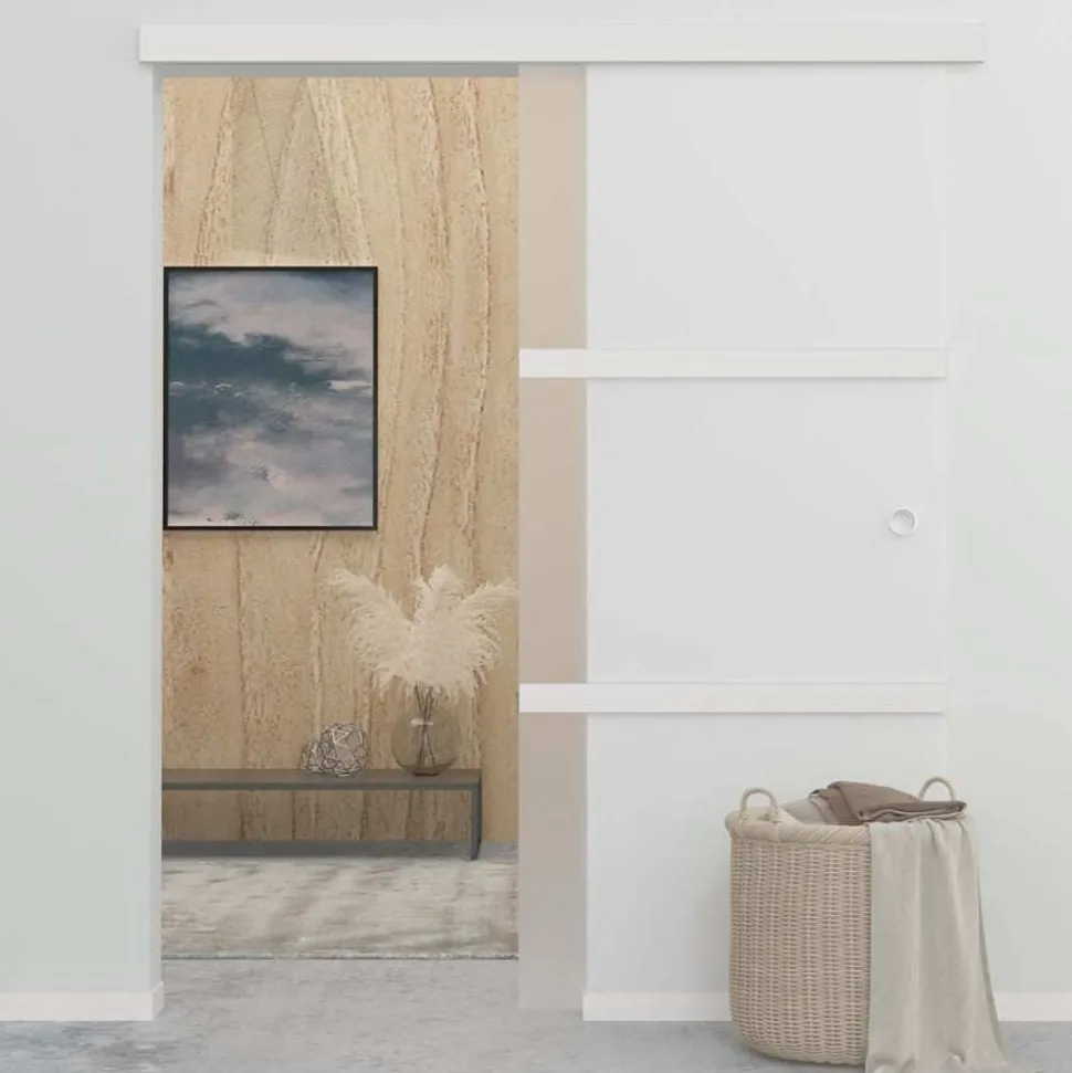 vidaXL Schuifdeur 90x212 cm ESG-glas en aluminium zilverkleurig