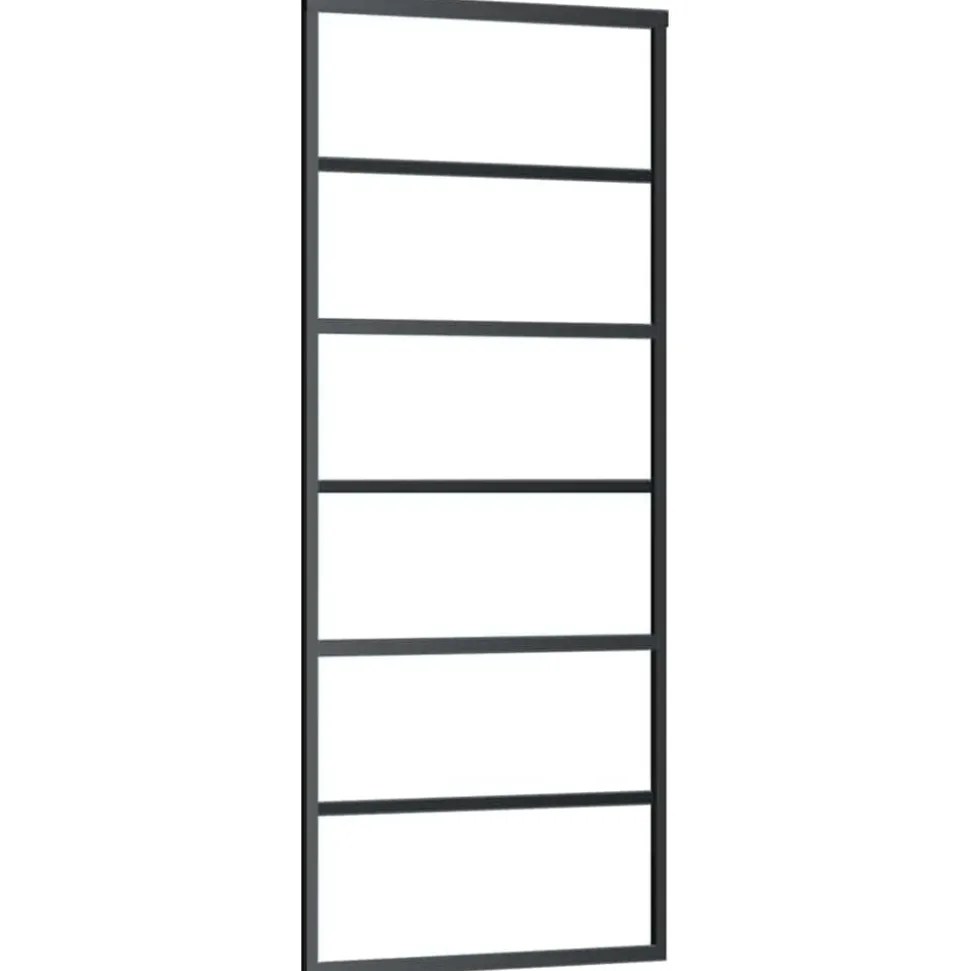 vidaXL Schuifdeur 76x205 cm ESG-glas en aluminium zwart