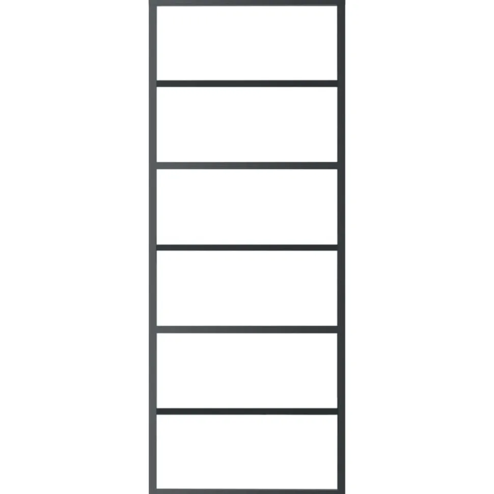vidaXL Schuifdeur 76x205 cm ESG-glas en aluminium zwart