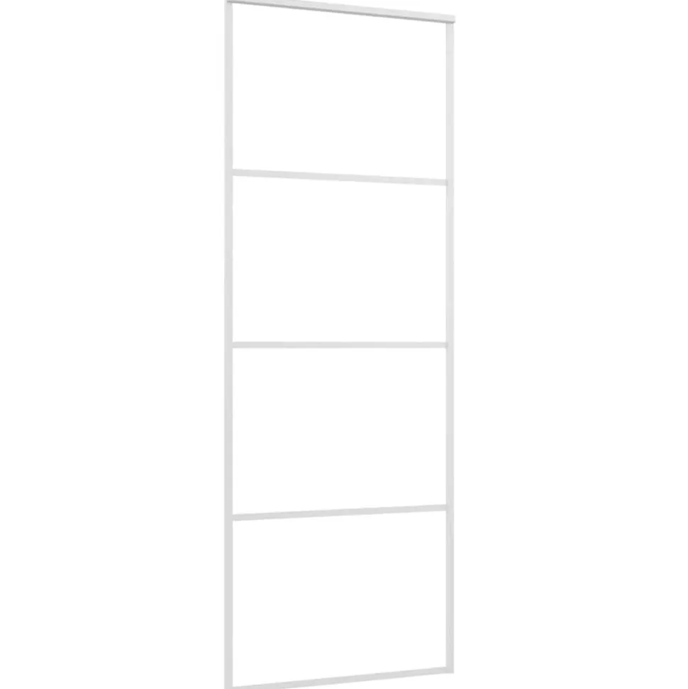 vidaXL Schuifdeur 76x205 cm ESG-glas en aluminium wit
