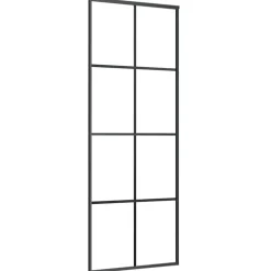 vidaXL Schuifdeur 76x205 cm ESG-glas en aluminium zwart