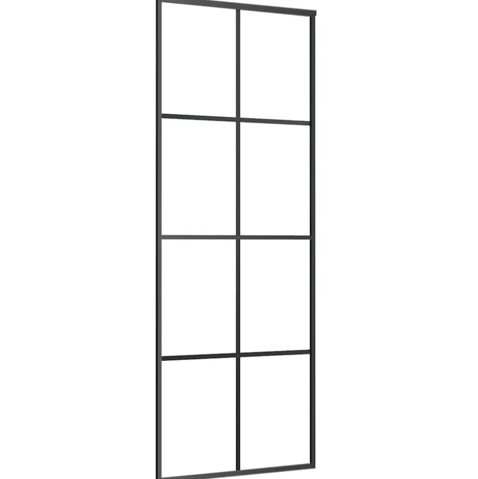 vidaXL Schuifdeur 76x205 cm ESG-glas en aluminium zwart