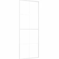 vidaXL Schuifdeur 76x205 cm ESG-glas en aluminium wit