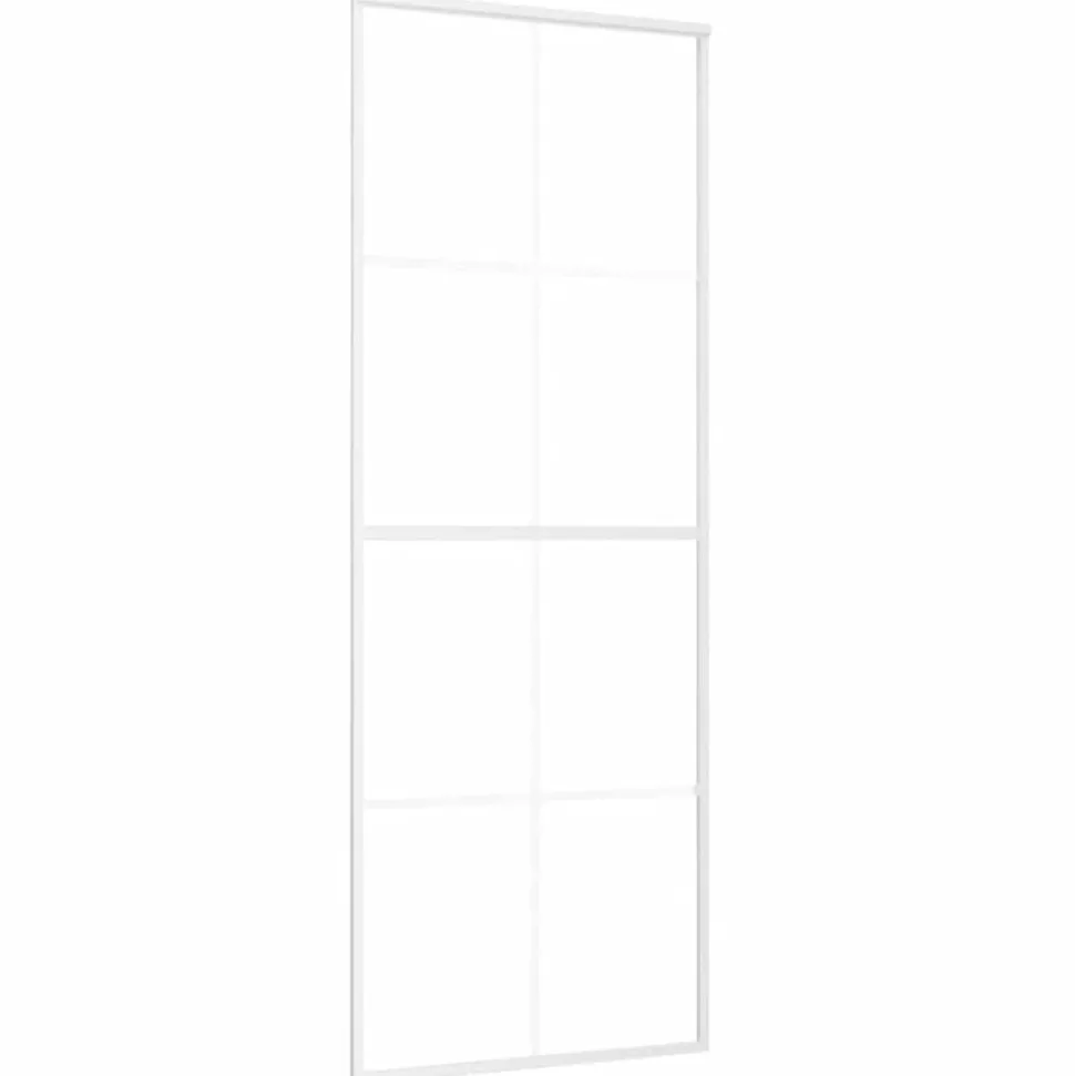 vidaXL Schuifdeur 76x205 cm ESG-glas en aluminium wit