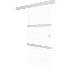vidaXL Schuifdeur 76x212 cm ESG-glas en aluminium zilverkleurig