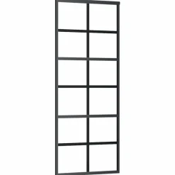 vidaXL Schuifdeur 76x205 cm ESG-glas en aluminium zwart