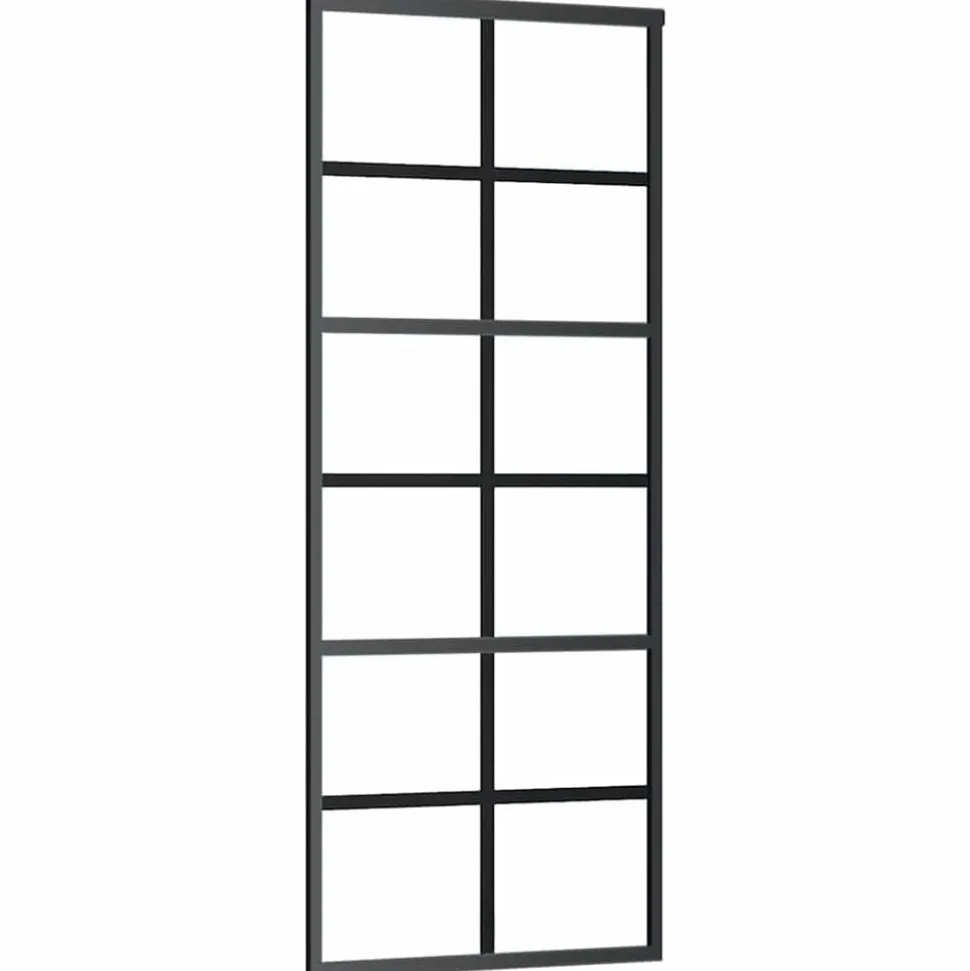 vidaXL Schuifdeur 76x205 cm ESG-glas en aluminium zwart