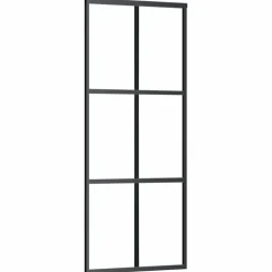 vidaXL Schuifdeur 76x205 cm ESG-glas en aluminium zwart
