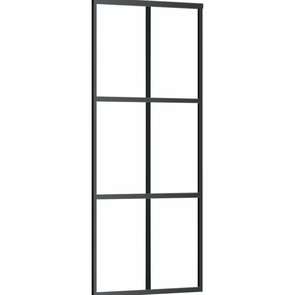 vidaXL Schuifdeur 76x205 cm ESG-glas en aluminium zwart