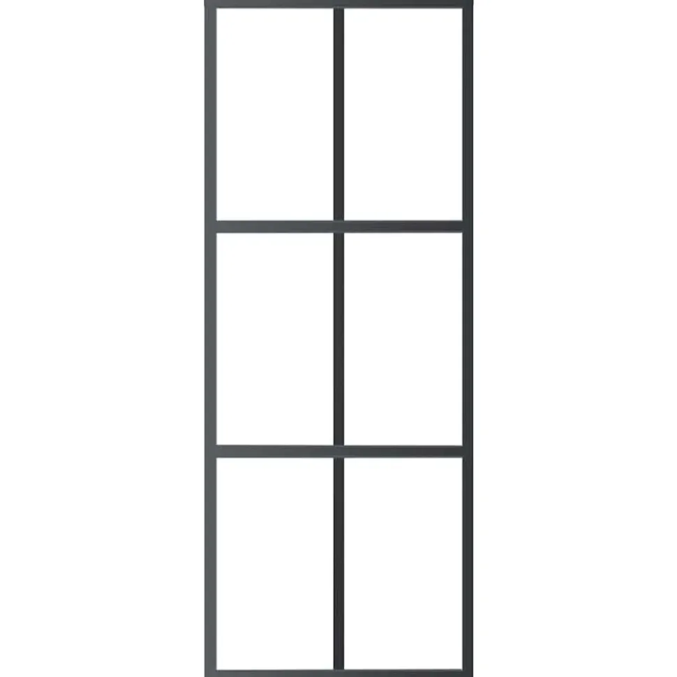 vidaXL Schuifdeur 76x205 cm ESG-glas en aluminium zwart