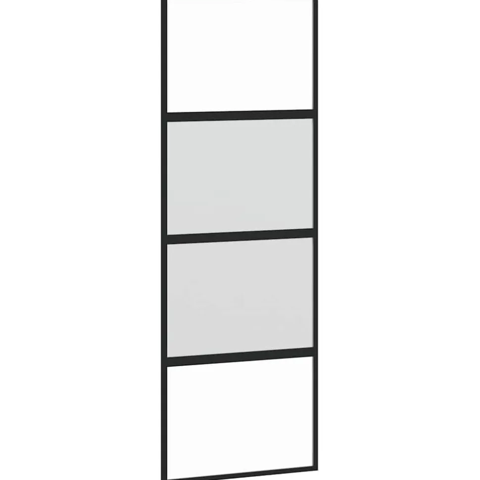 vidaXL Schuifdeur 76x205 cm gehard glas en aluminium zwart