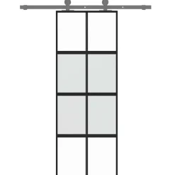 vidaXL Schuifdeur 76x205 cm gehard glas en aluminium zwart