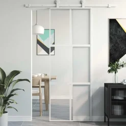 vidaXL Schuifdeur 76x205 cm gehard glas en aluminium wit
