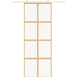 vidaXL Schuifdeur 76x205 cm helder ESG-glas en aluminium goudkleurig