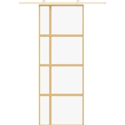 vidaXL Schuifdeur 76x205 cm helder ESG-glas en aluminium goudkleurig