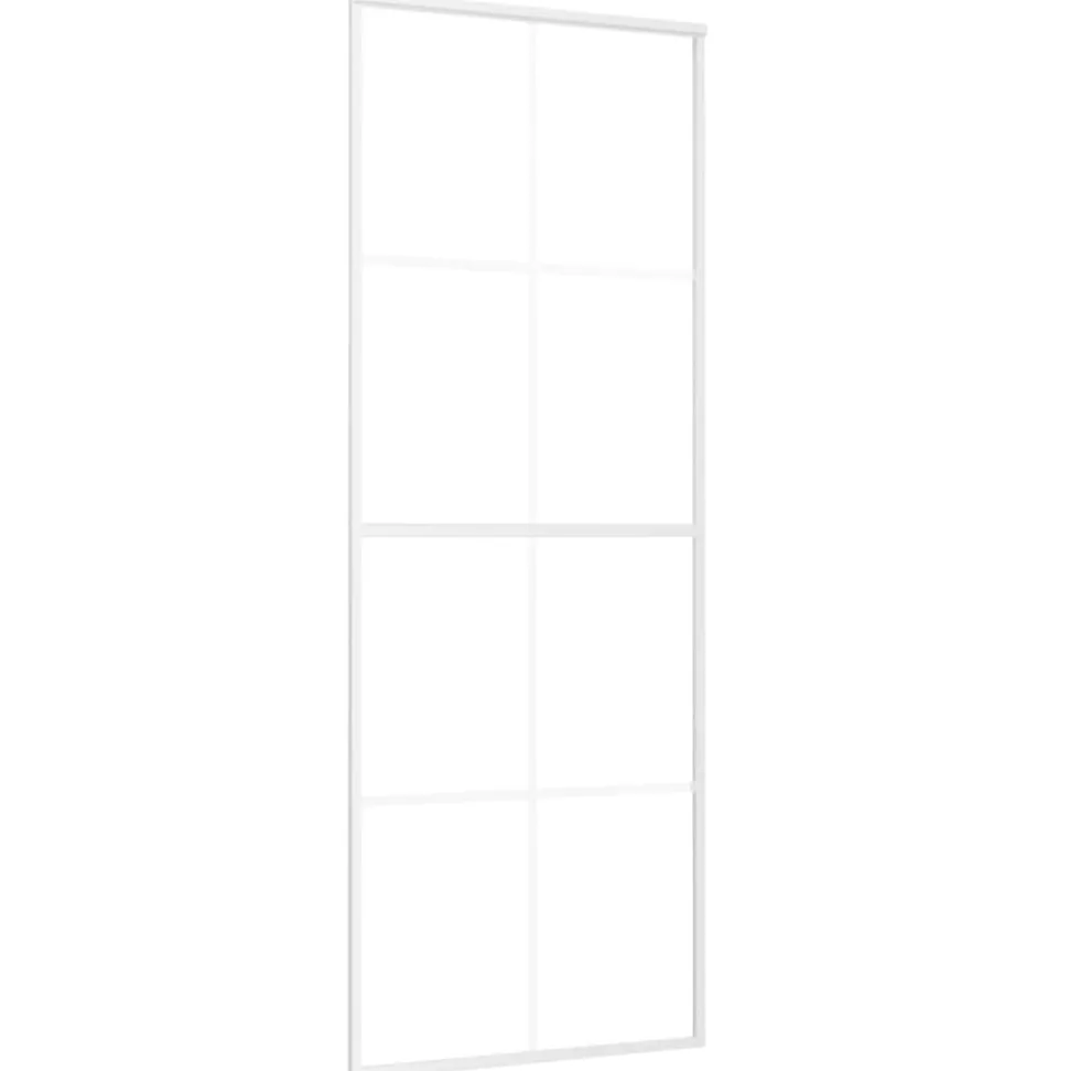 vidaXL Schuifdeur 76x205 cm mat ESG-glas en aluminium wit