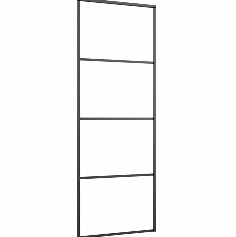 vidaXL Schuifdeur 76x205 cm mat ESG-glas en aluminium zwart