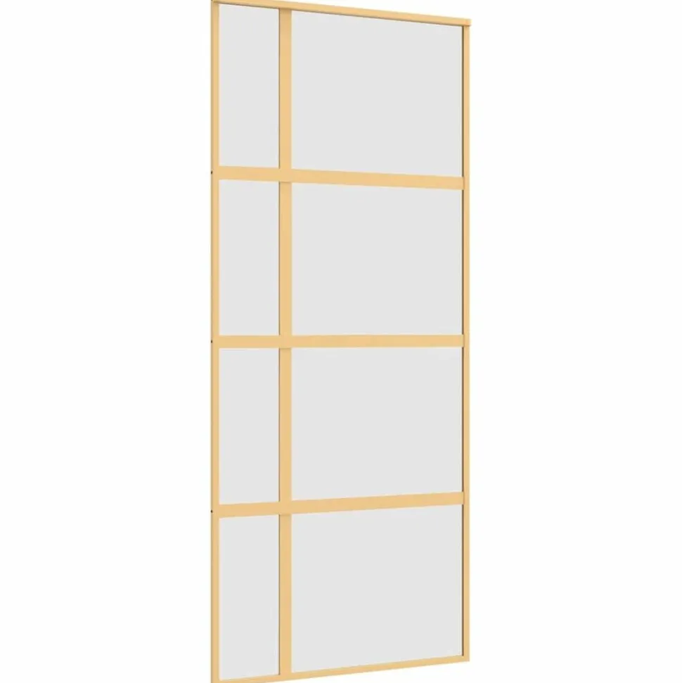 vidaXL Schuifdeur 90x205 cm mat ESG-glas en aluminium goudkleurig