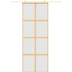 vidaXL Schuifdeur 76x205 cm mat ESG-glas en aluminium goudkleurig
