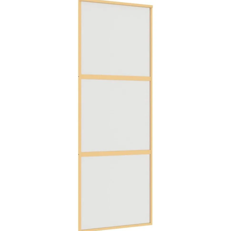 vidaXL Schuifdeur 76x205 cm mat ESG-glas en aluminium goudkleurig