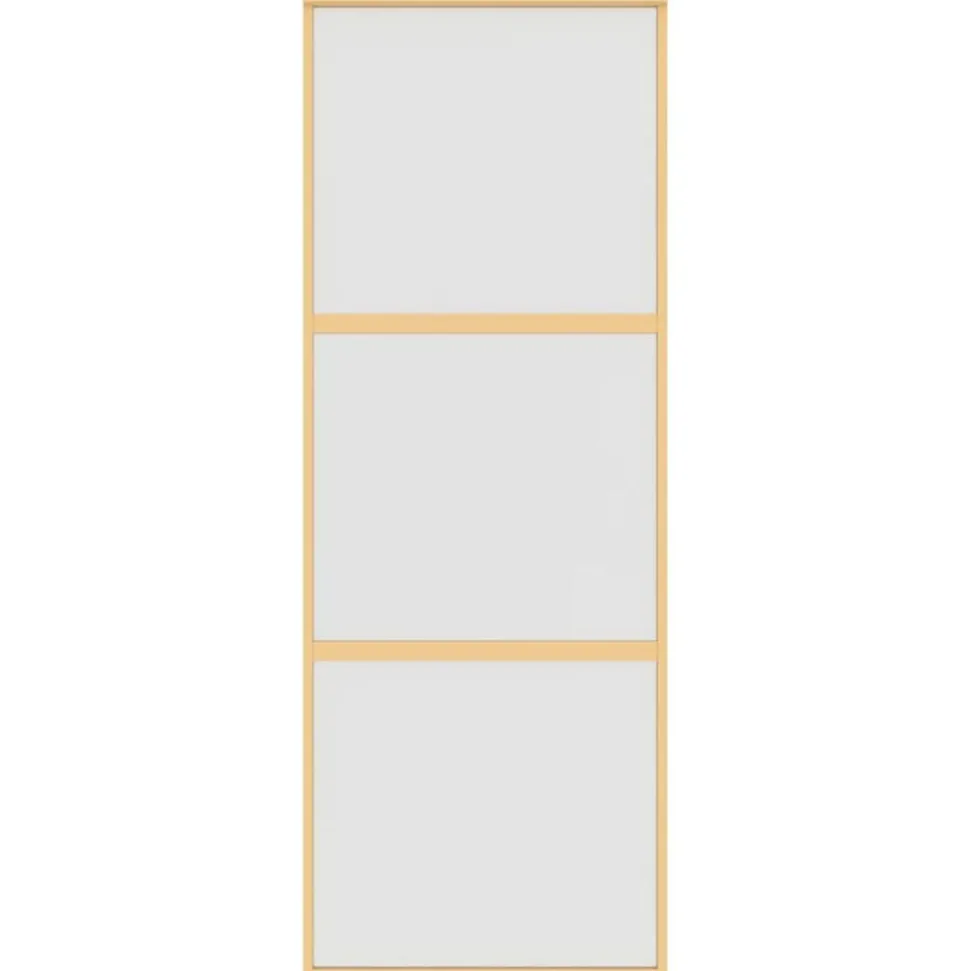 vidaXL Schuifdeur 76x205 cm mat ESG-glas en aluminium goudkleurig