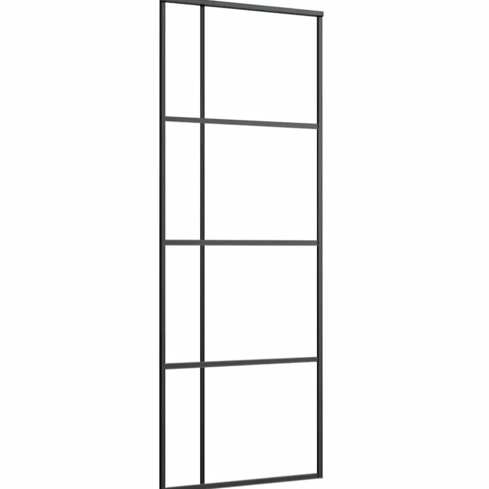 vidaXL Schuifdeur 76x205 cm mat ESG-glas en aluminium zwart