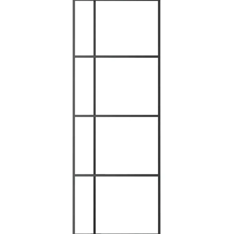 vidaXL Schuifdeur 76x205 cm mat ESG-glas en aluminium zwart