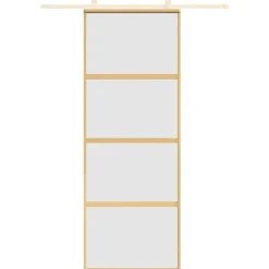 vidaXL Schuifdeur 76x205 cm mat ESG-glas en aluminium goudkleurig