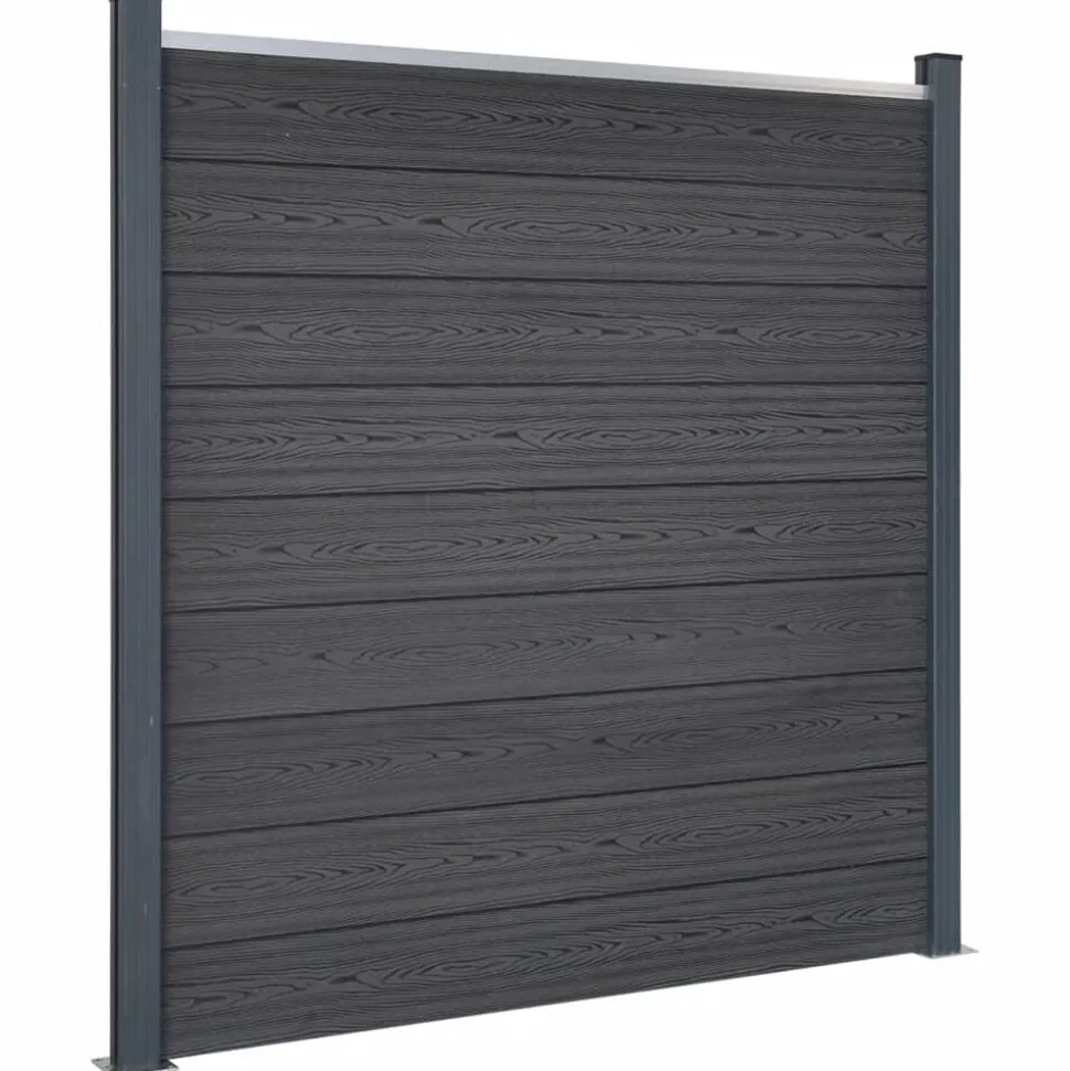 vidaXL Schuttingpaneelset 180x186 cm HKC grijs