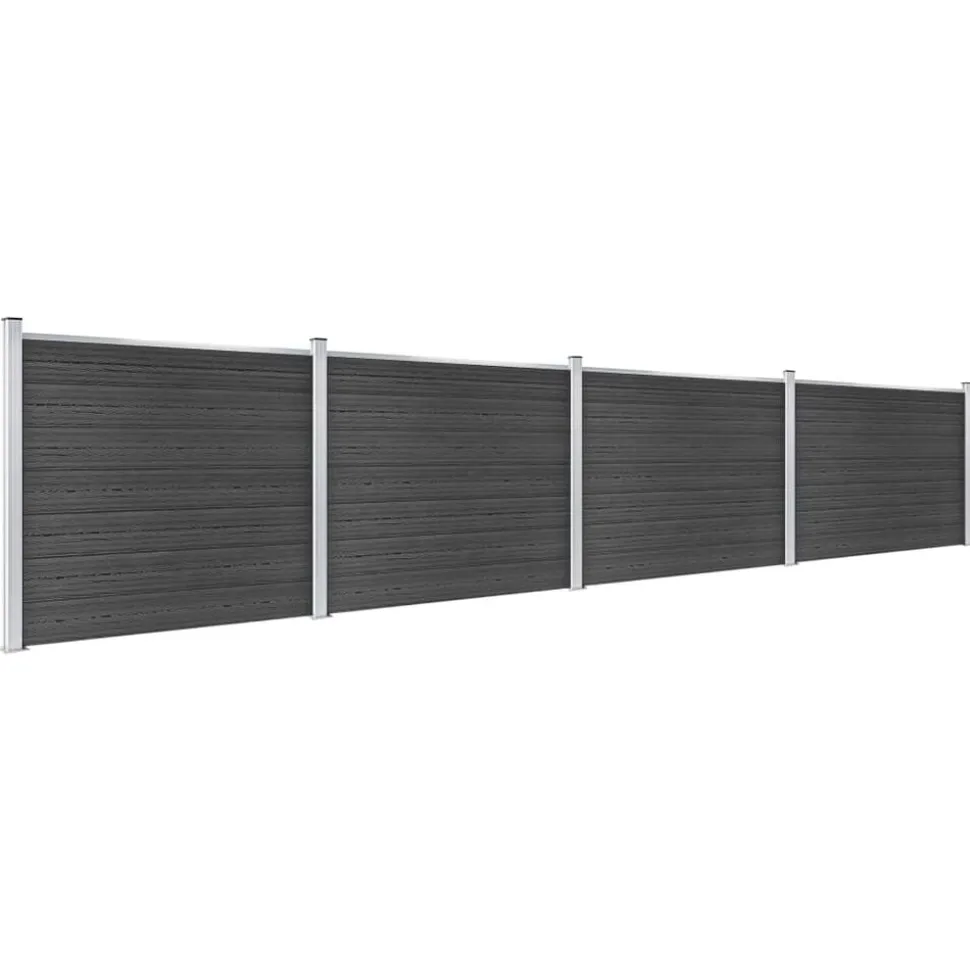 vidaXL Schuttingpanelenset 699x146 cm HKC grijs