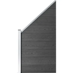 vidaXL Schuttingpanelenset 1138x(105-186) cm HKC zwart